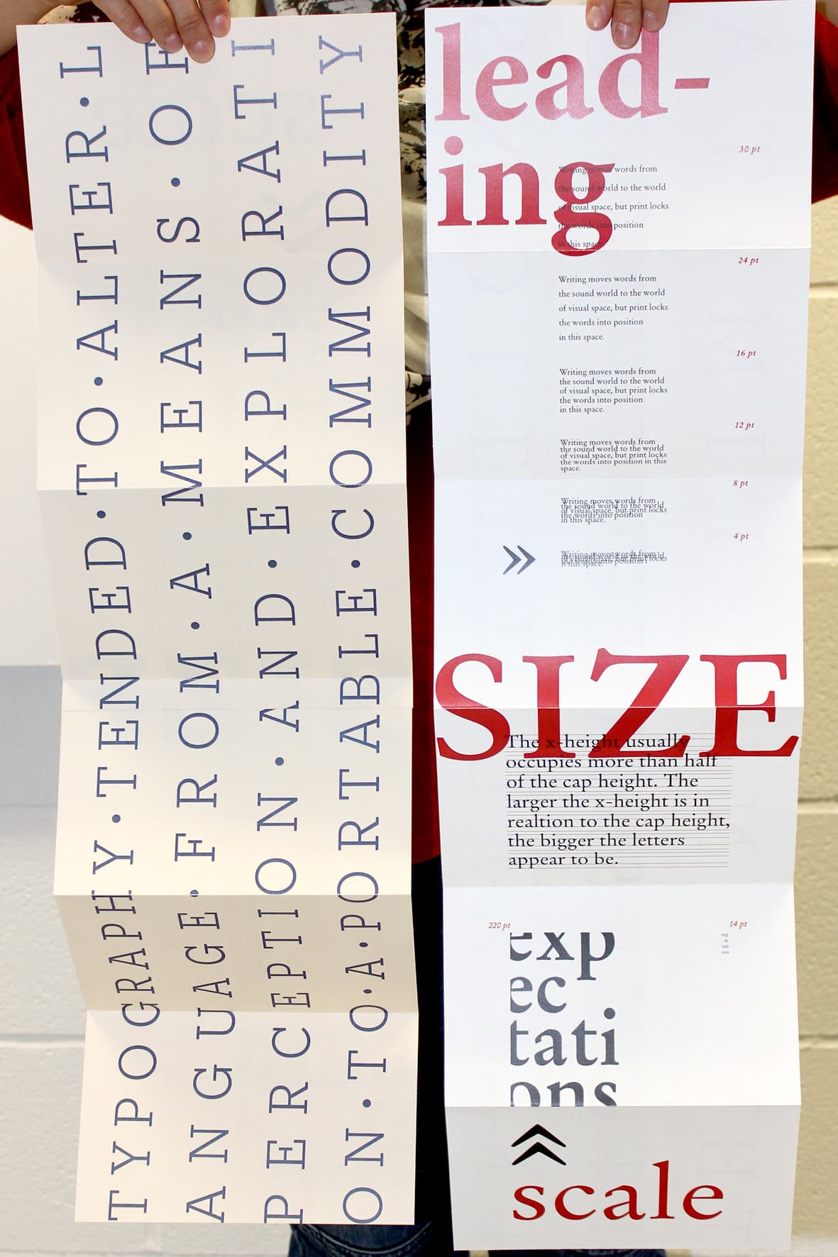 Unfolded typography specimen 01