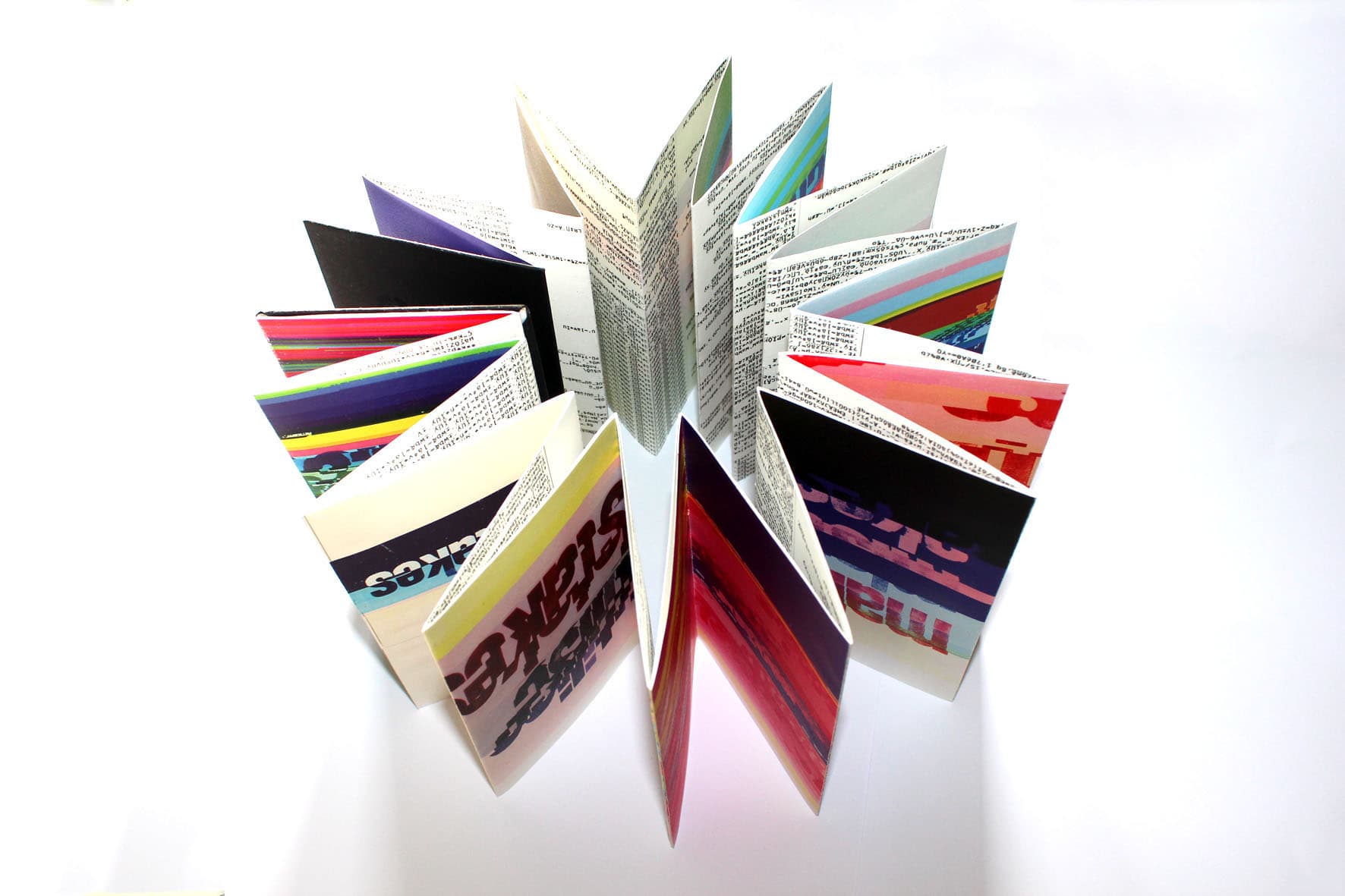 Manifesto concertina book viewed from above